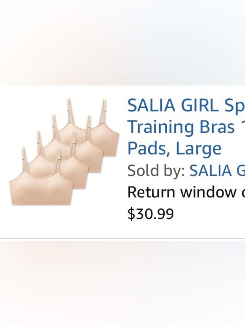 Salia Girl Training Bra new in packaging Girls Large 10-16 lot of 4